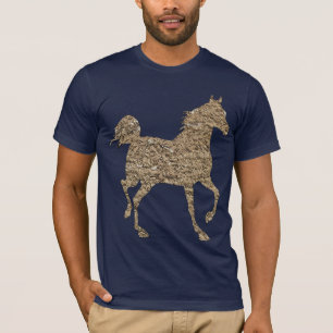 Camiseta masculina gráfica de caballo dorado