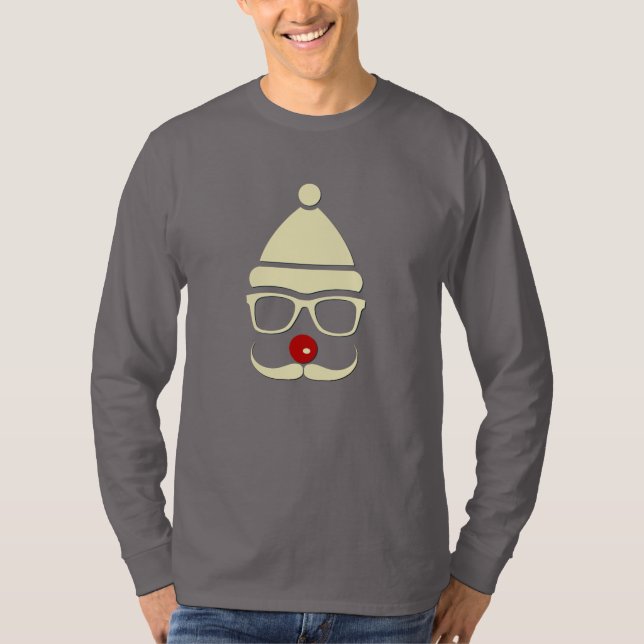 Camiseta masculina Hipster Rudolph Mustache (Anverso)