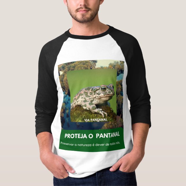 Camiseta Masculina - Manga Raglan 3/4 Via Pantanal (Anverso)
