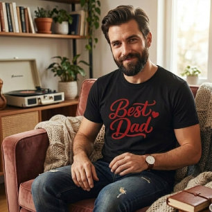 Camiseta masculina minimalista de corazón rojo con