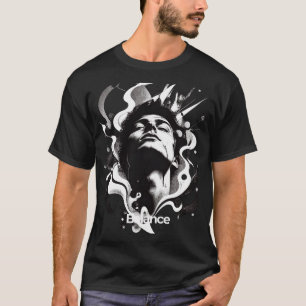Camiseta masculina minimalista de rostro abstracto