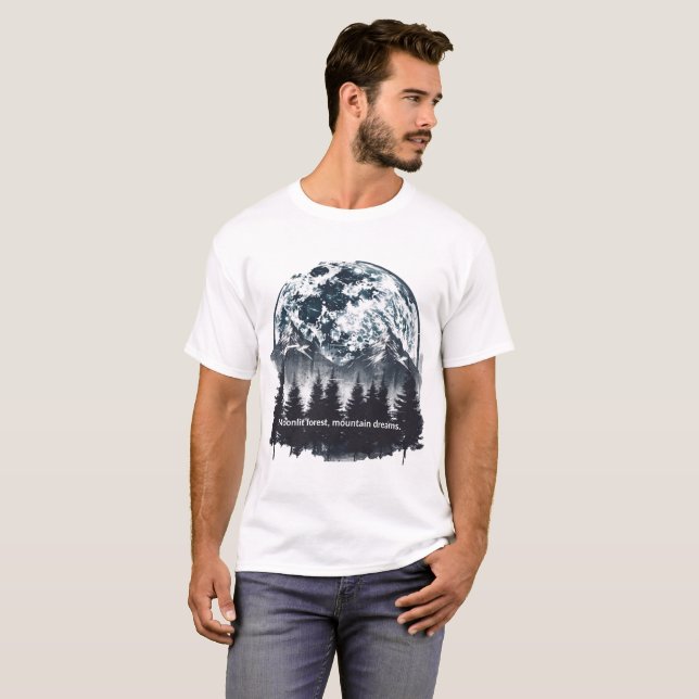 Camiseta masculina Moonlit Forest Mountain Dreams (Anverso completo)