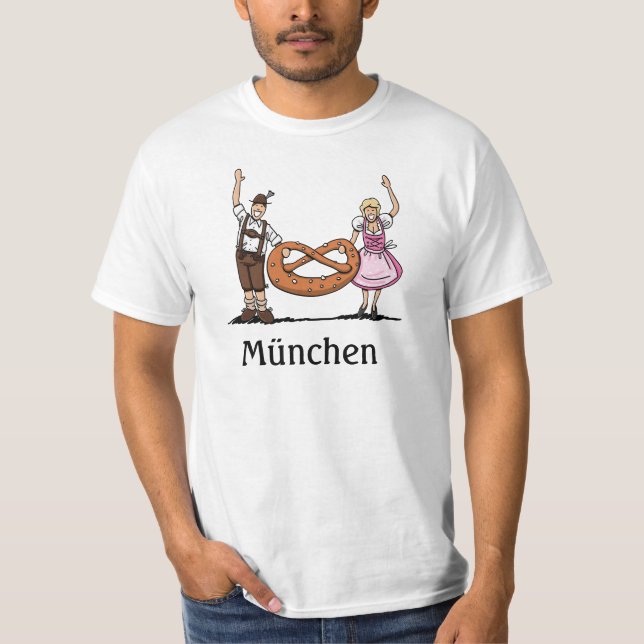 Camiseta masculina München Couple Pretzel (Anverso)