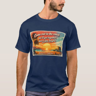 Camiseta masculina oscura 'Ven a la costa'