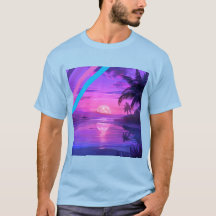 Camiseta masculina paraíso de playa atardecer trop