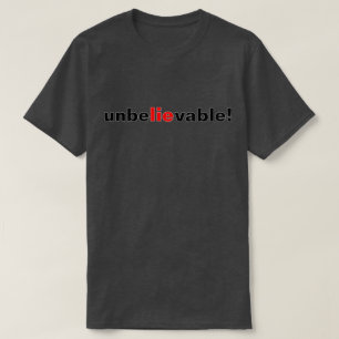 Camiseta masculina política roja negra Mentira inc