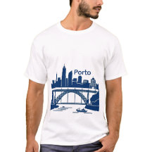 Camiseta masculina Porto Skyline – Paisaje urbano 