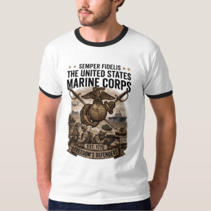 Camiseta masculina Semper Fidelis USMC Freedom's D