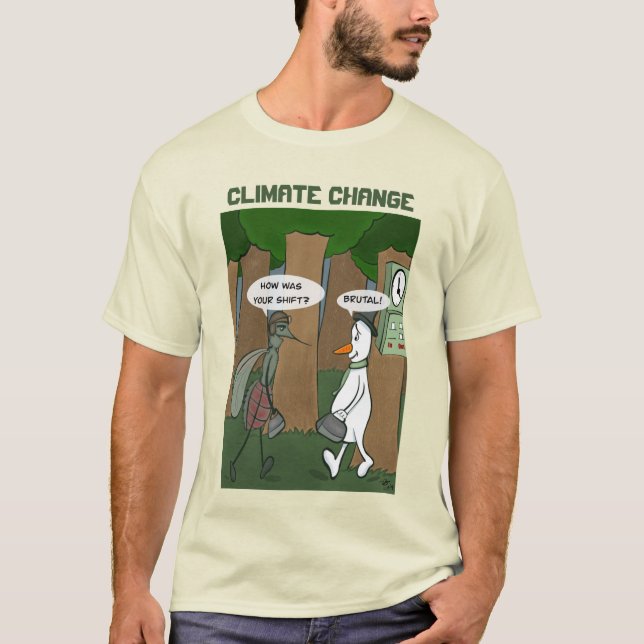 Camiseta masculina sobre el cambio climático (Anverso)