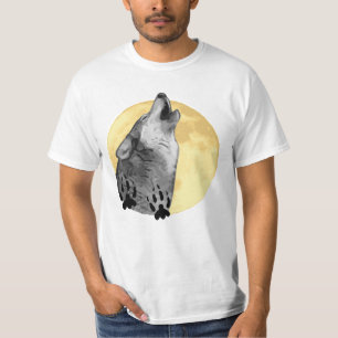 Camiseta masculina, vida silvestre, lobo, gritando