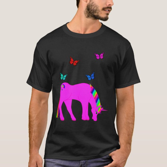 Camiseta masculina ZKOA de unicornio morado y mari (Anverso)