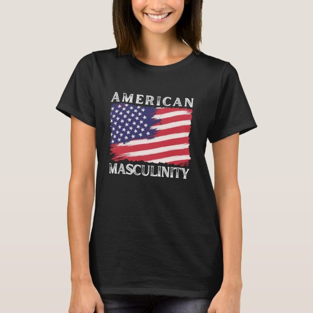 Camiseta Masculinidad norteamericana 4 de julio Bandera de  (Anverso)