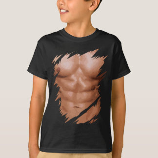 Camiseta Masculinos Falsos Músculos Desgarrados Torne Envas