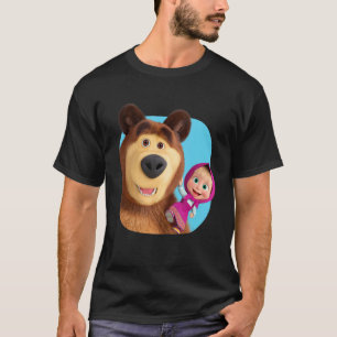 Camiseta Masha y el duo del oso juntos azul