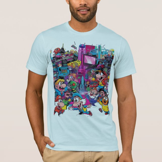 Camiseta Mashup de cultura pop personalizado - Retro vibran (Anverso)