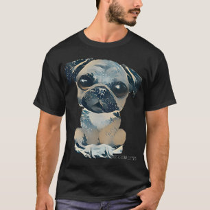 Camiseta Mashup de perro Pug X Gran Ola - Pieza de Arte Ori