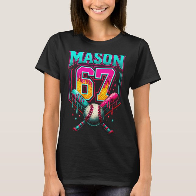 Camiseta Mason 67 Funny Ice Cream Drip Baseball Ice Cream D (Anverso)