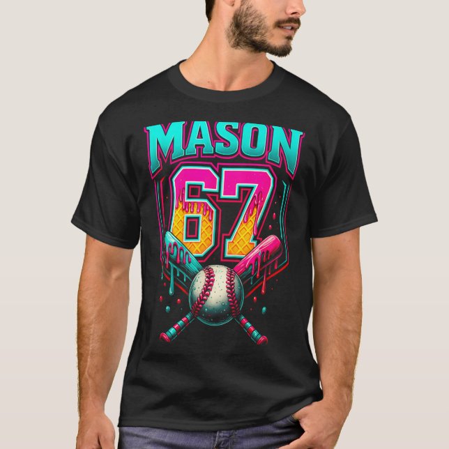 Camiseta Mason 67 Funny Ice Cream Drip Baseball Ice Cream D (Anverso)
