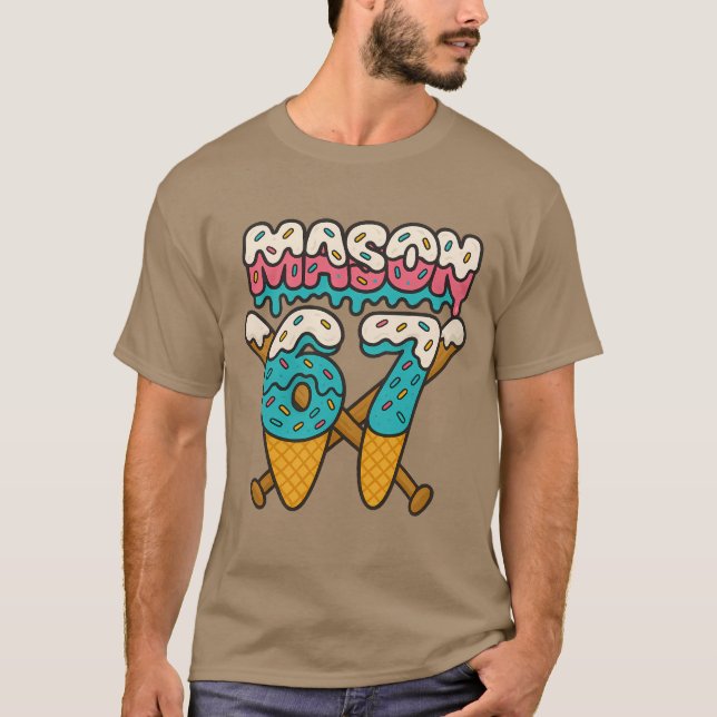 Camiseta Mason 67 Funny Ice Cream Drip Baseball Meme Design (Anverso)
