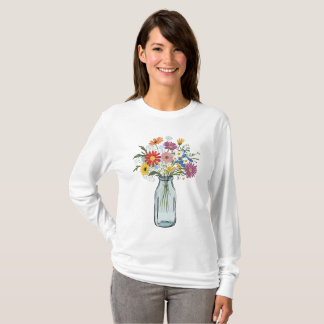 Camiseta Mason Jar Con Flores
