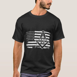 Camiseta Mason Square _ brújula Masonic US Flag Freemason S