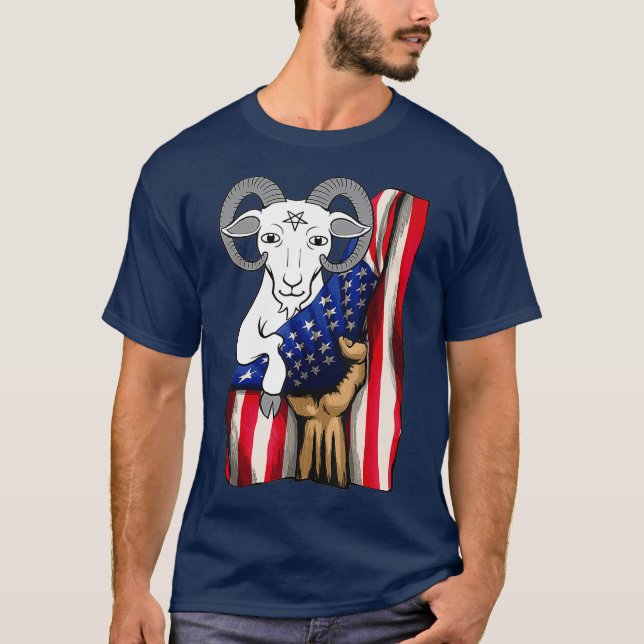 Camiseta Masonic Goat Freemason Demonic Goat Flag (Anverso)