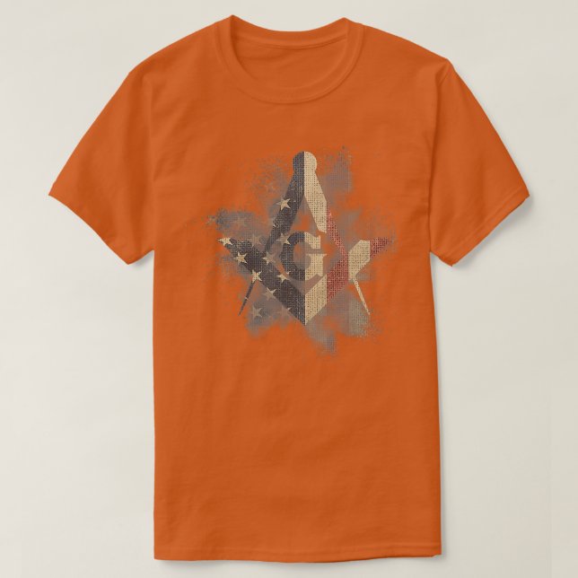 Camiseta Masonic Square and Compass with EEUU Flag  (Diseño del anverso)
