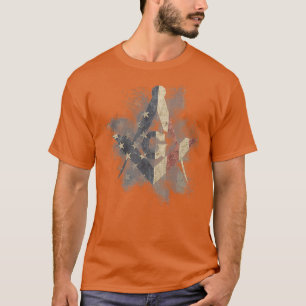 Camiseta Masonic Square and Compass with EEUU Flag 
