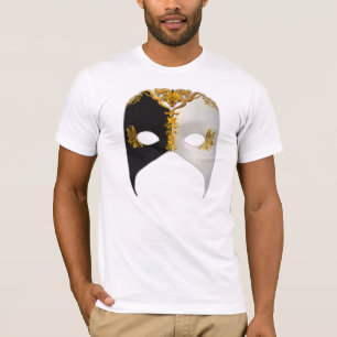 Camiseta Masque veneciano: Negro, blanco y oro