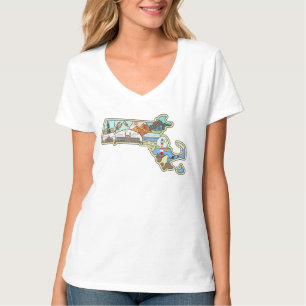 Camiseta Massachusetts Map Boston Cape Cod Salem Souvenir