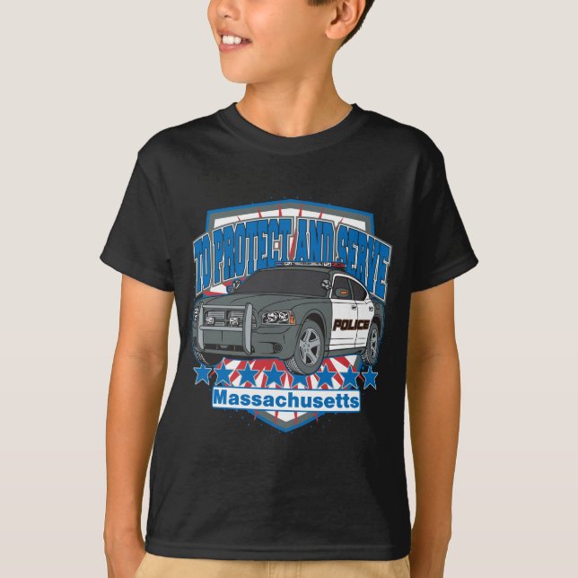 Camiseta Massachusetts protegerán y servirán al auto polici (Anverso)