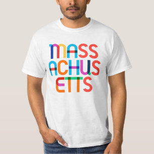 Camiseta Massachusetts Vintage Retro Arte Pop 80s Arcoíris
