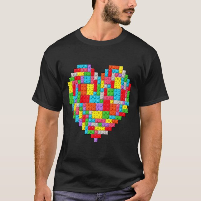 Camiseta Master Builder Block Brick Building Heart Valentin (Anverso)
