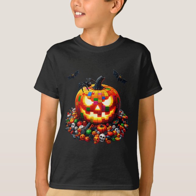 Camiseta Master Builder Blocks Bricks Building Pumpkin Hall (Anverso)