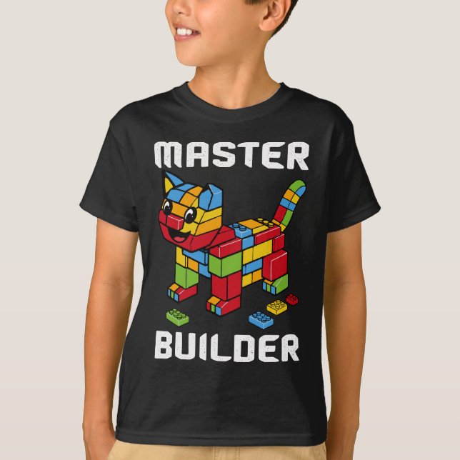 Camiseta Master Builder Building Blocks Lover Cat Lover (Anverso)