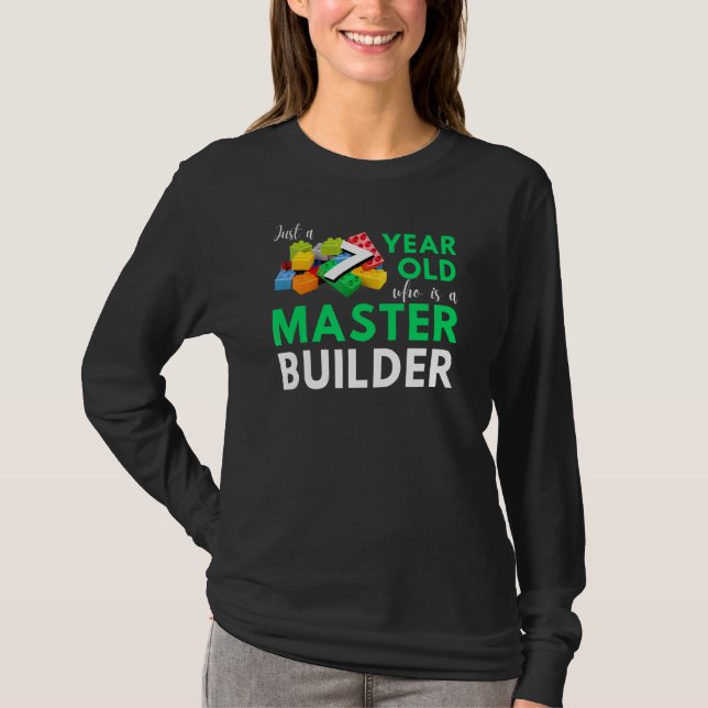 Camiseta Master Builder Cute Block Building 7Cumpleaños Bo (Anverso)