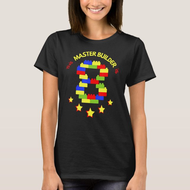 Camiseta Master Builder Cute Block Building 8Cumpleaños Bo (Anverso)