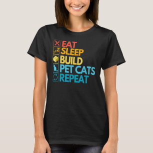Camiseta Master Builder Cute Block Building Cats Vintage