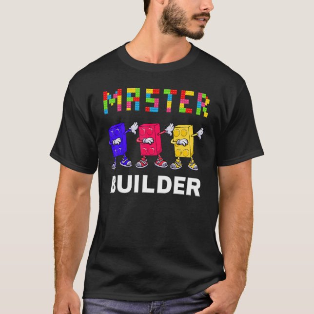 Camiseta Master Builder Dabbing Kids Building Blocks Brlock (Anverso)