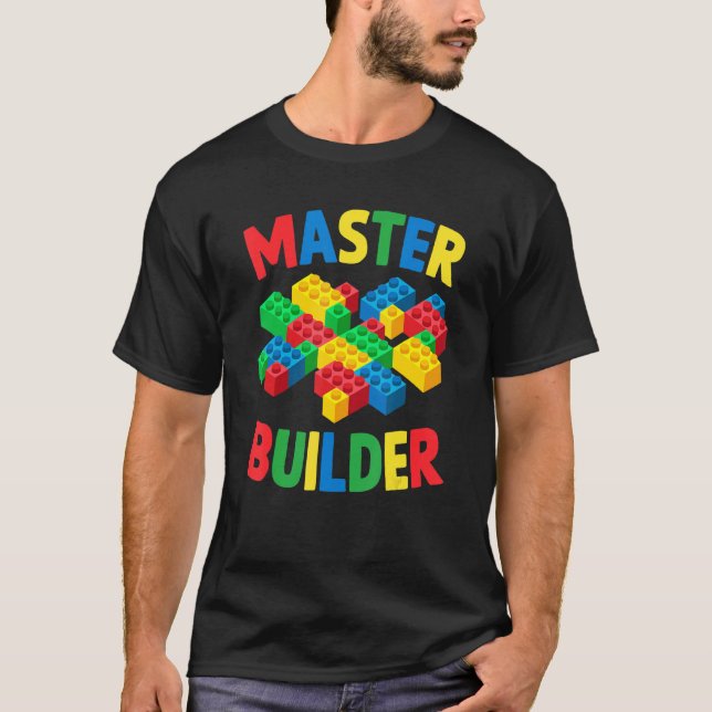 Camiseta Master Builder Funny Block Building Hombres Mujere (Anverso)