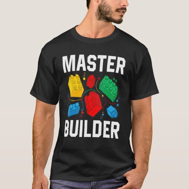 Camiseta Master Builder Kids Building Blocks Brick Toy Mast (Anverso)