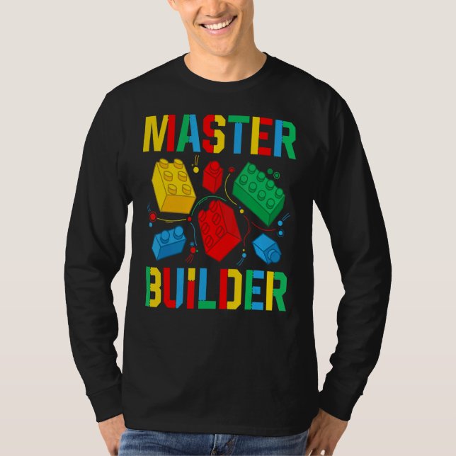 Camiseta Master Builder Kids Building Blocks Brick Toy Mast (Anverso)