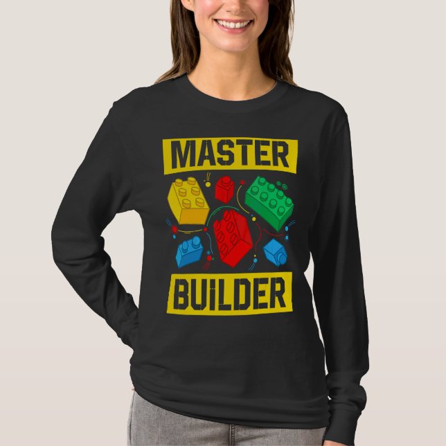 Camiseta Master Builder Kids Building Blocks Brick Toy Mast (Anverso)