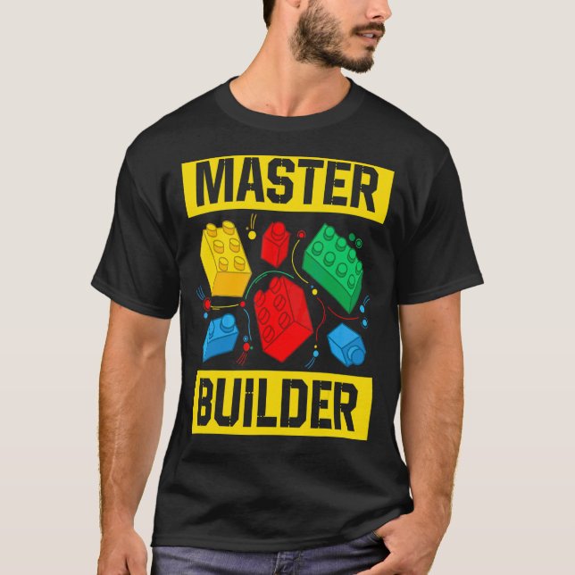 Camiseta Master Builder Kids Building Blocks Brick Toy Mast (Anverso)