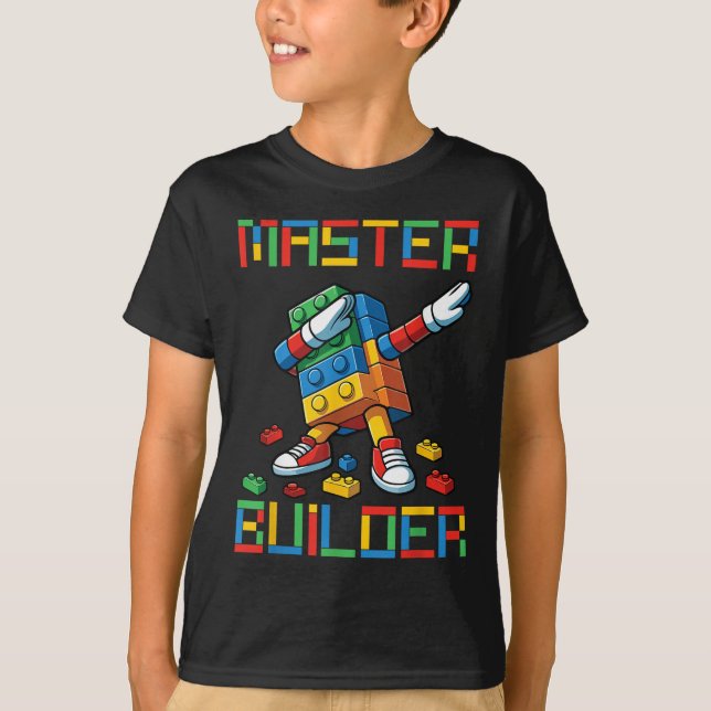 Camiseta Master Builder Tee Dabbing Blocks Bricks Building  (Anverso)