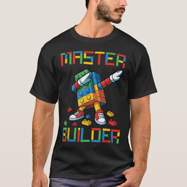 Camiseta Master Builder Tee Dabbing Blocks Bricks Building  (Anverso)