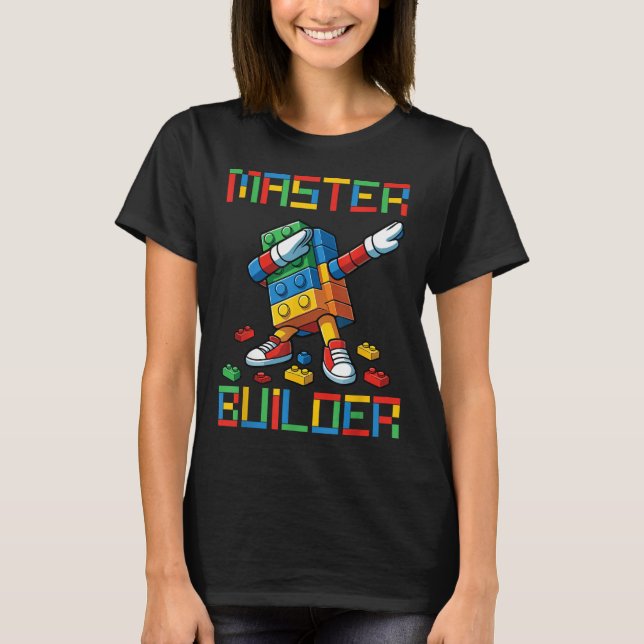 Camiseta Master Builder Tee Dabbing Blocks Bricks Building  (Anverso)
