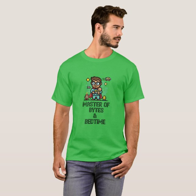 Camiseta Master of Bytes & Bedtime Geek Dad (Anverso completo)