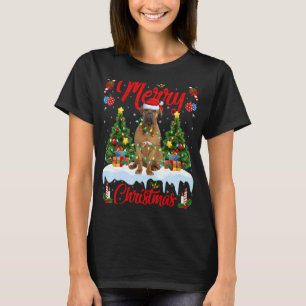 Camiseta Mastiff Dog Lights Xmas Tree Santa Mastiff Navidad