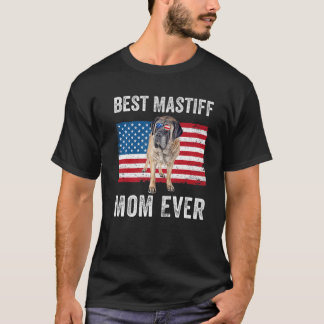 Camiseta Mastiff Mamá Mamá Bandera Americana Inglés Mastiff